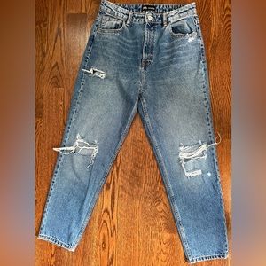 Zara Medium Wash Distressed Mom Denim size 8
